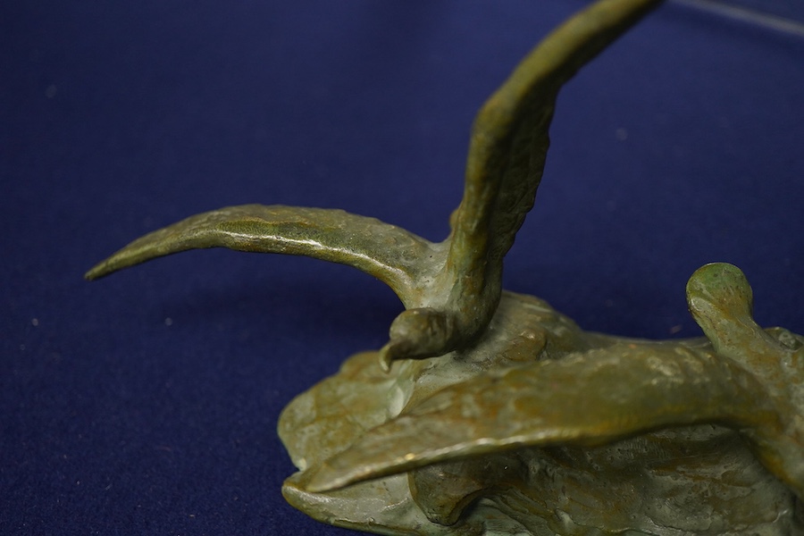 A French bronze bird group, signed CHATIL, 36cm wide
